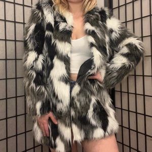 cute black & white fur coat.